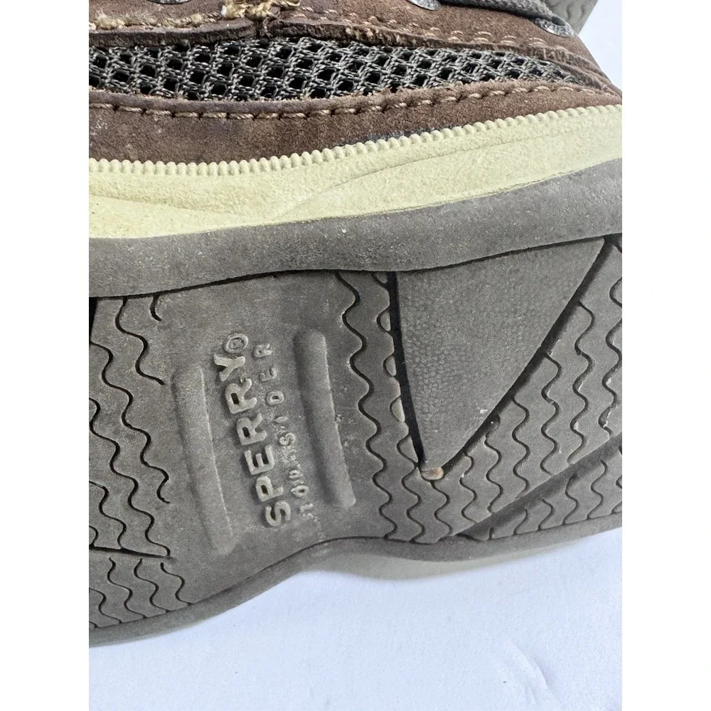 Sperry Top-Sider Lanyard A/C Boat Shoes Boys 7M Brown Leather Suede Mesh Loafers